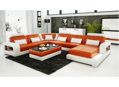Modern sectional sofa upholstery couch leather sectional living landscape U-shape